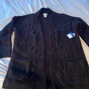 Cozy Black Fuzzy Cardigan
